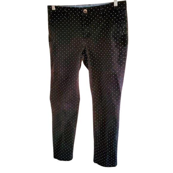 Tommy Hilfiger Polka Dot Pants Size 6 – Black Slim Crop Stretch Cropped Pants - Picture 1 of 6